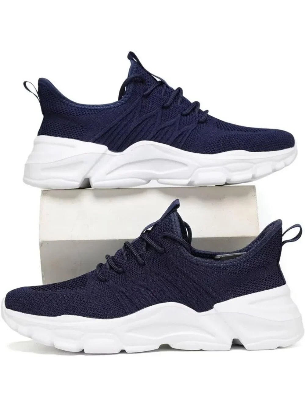 Men's Blue Rubber Non Slip Breathable Lightweight Fashion Athletic Sneakers